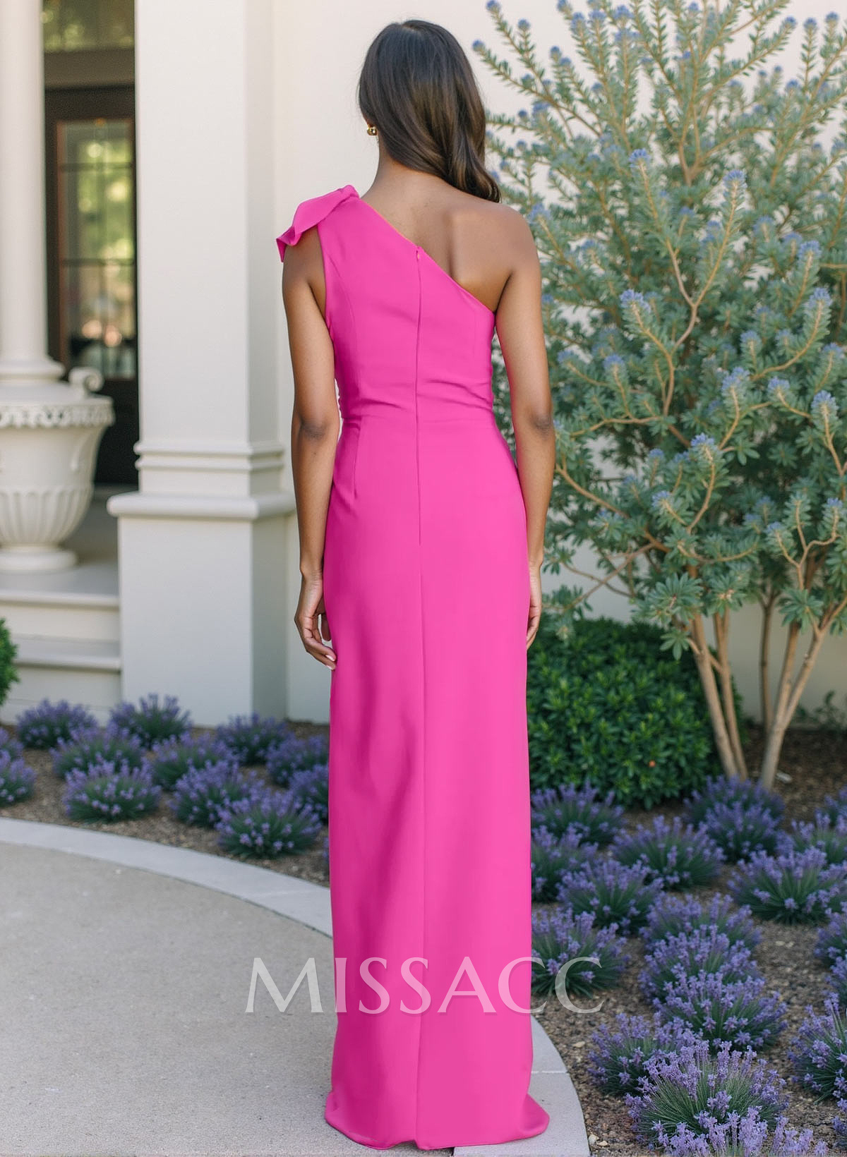 Sheath/Column Elastic Satin Mother Of The Bride Dresses With Ruffle/High Split