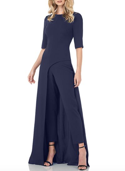 Jumpsuit/Pantsuit Scoop Neck Elastic Satin(Slight Stretch) Mother Of The Bride Dresses