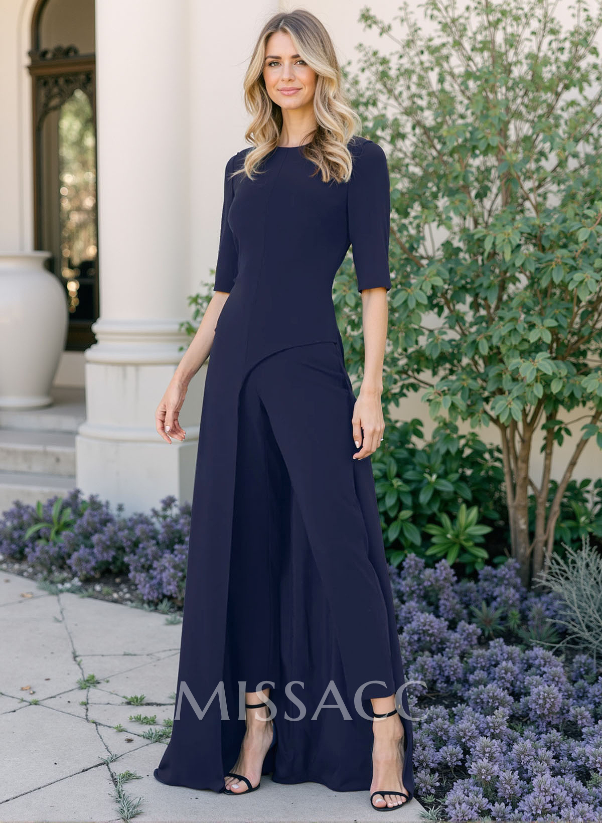 Jumpsuit/Pantsuit Scoop Neck Elastic Satin(Slight Stretch) Mother Of The Bride Dresses