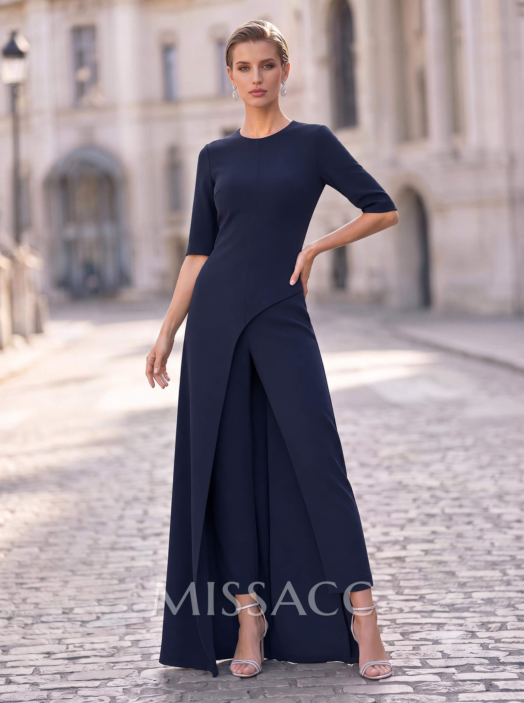 Jumpsuit/Pantsuit Scoop Neck Elastic Satin(Slight Stretch) Mother Of The Bride Dresses Jumpsuit/Pantsuit Scoop Neck Elastic Satin(Slight Stretch) Mother Of The Bride Dresses