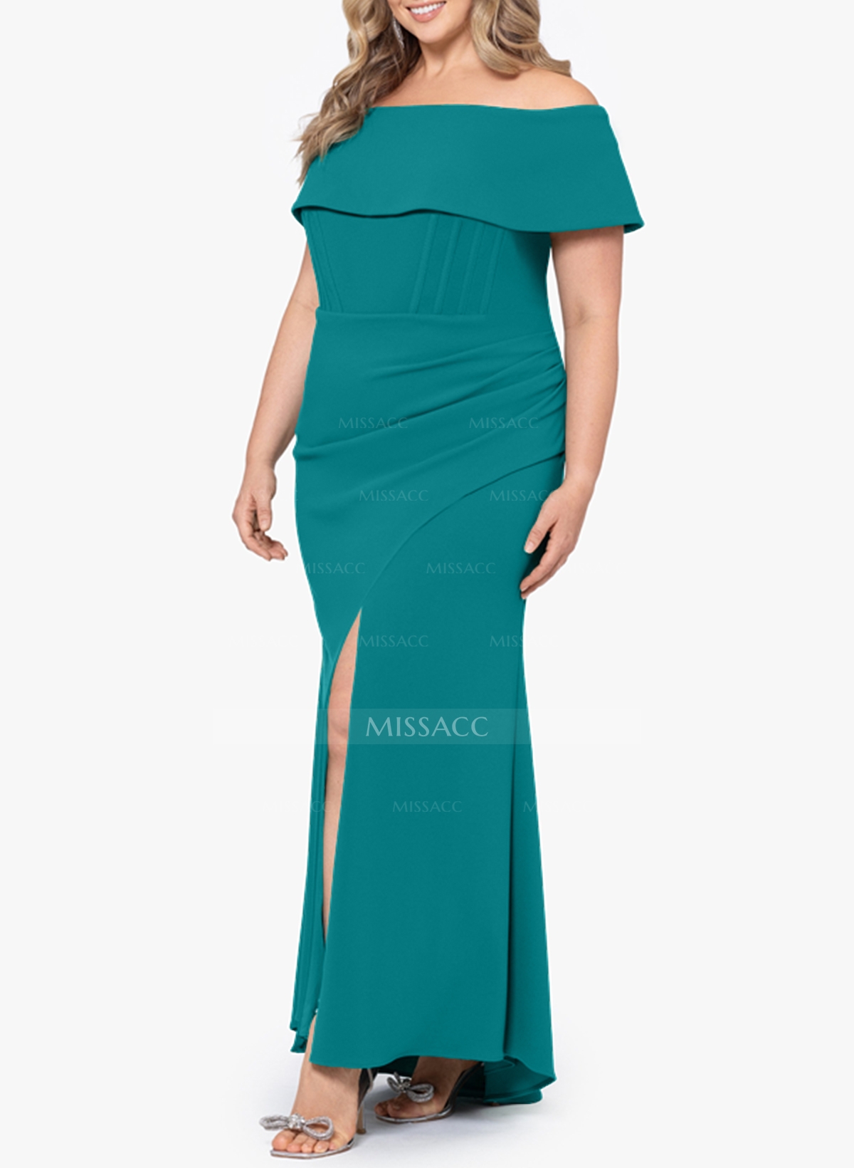 Sheath/Column Elastic Satin(Slight Stretch) Mother Of The Bride Dresses With High Split