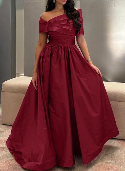 A-Line Off-The-Shoulder Sleeveless Satin Evening Dresses