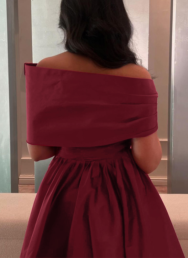 A-Line Off-The-Shoulder Sleeveless Satin Evening Dresses