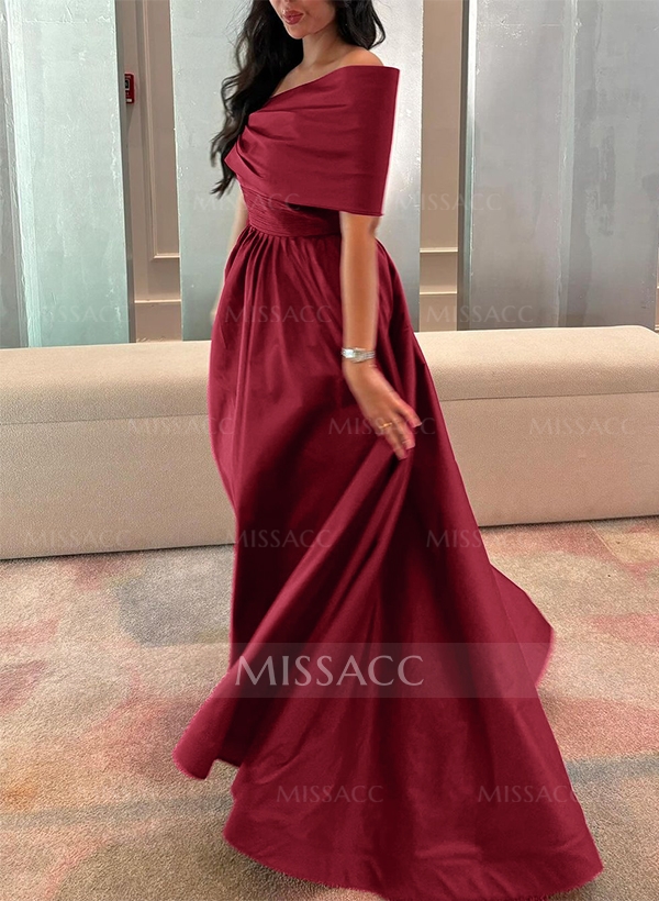 A-Line Off-The-Shoulder Sleeveless Satin Mother Of The Bride Dresses