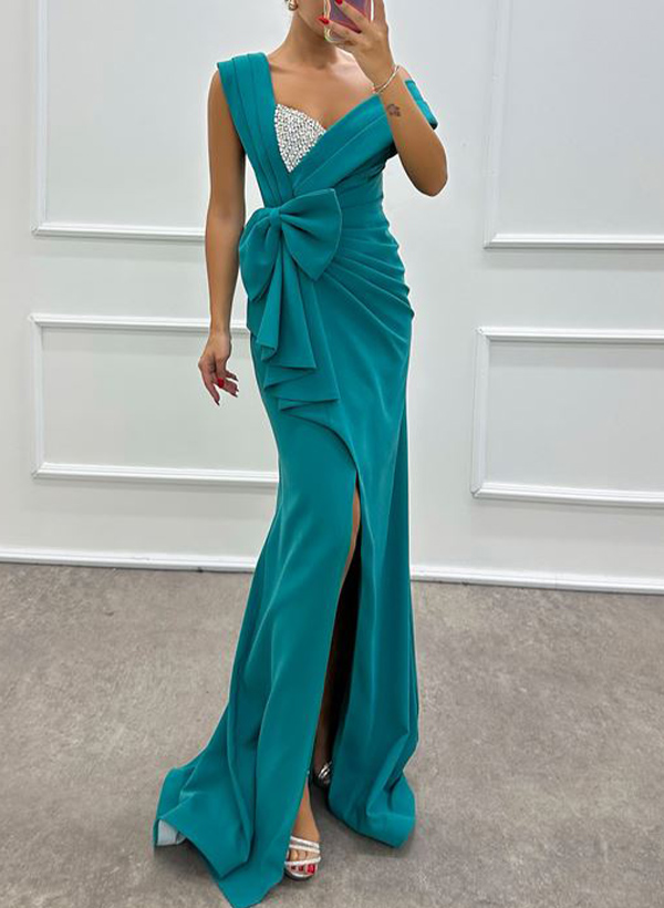 Sheath/Column Sleeveless Elastic Satin Mother Of The Bride Dresses With Bow(s)