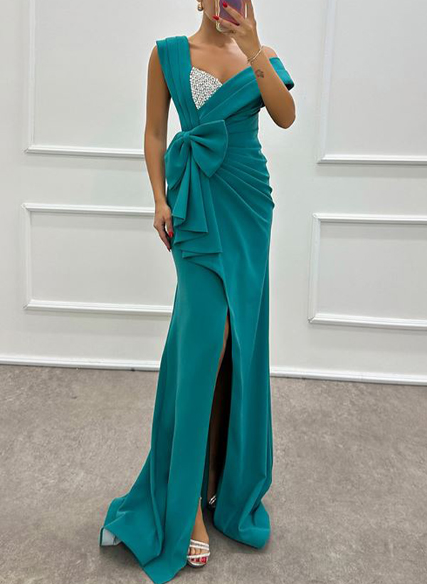 Sheath/Column Sleeveless Elastic Satin Mother Of The Bride Dresses With Bow(s)