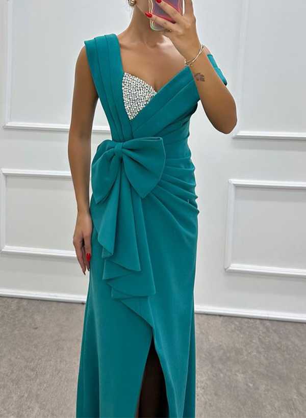 Sheath/Column Sleeveless Elastic Satin Mother Of The Bride Dresses With Bow(s)