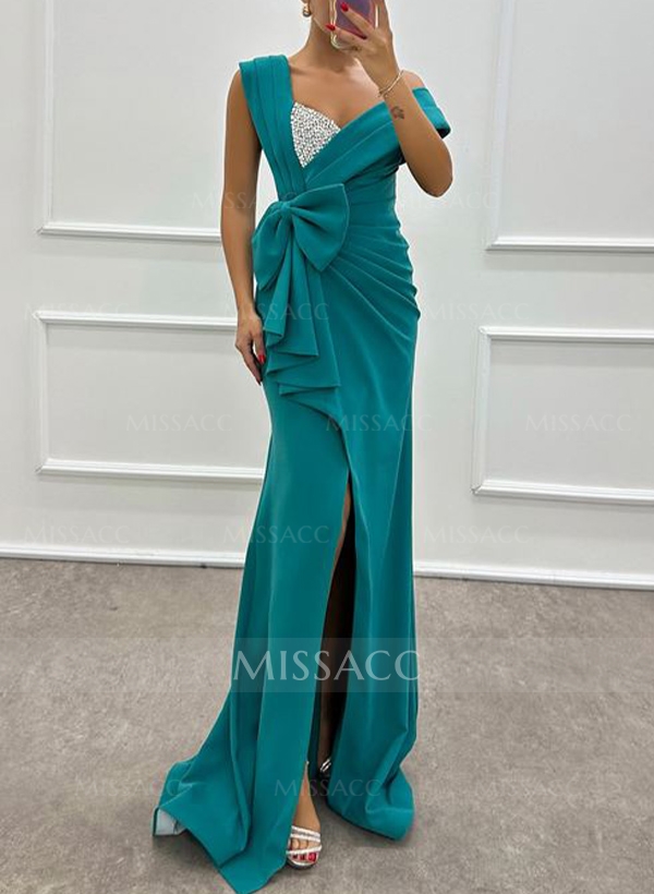 Sheath/Column Sleeveless Elastic Satin Mother Of The Bride Dresses With Bow(s)