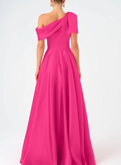 A-Line One-Shoulder Sleeveless Satin Mother Of The Bride Dresses With Bow(s)