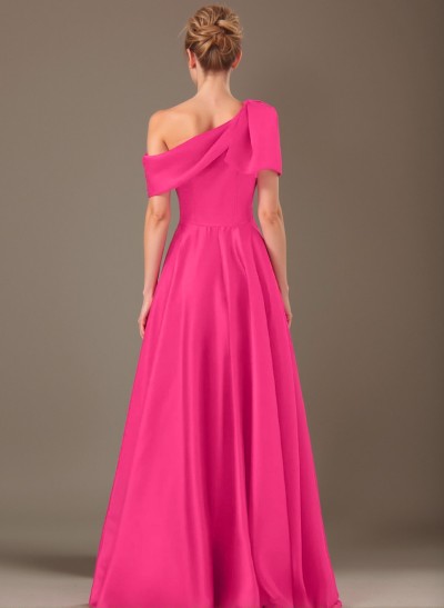 A-Line One-Shoulder Sleeveless Satin Mother Of The Bride Dresses With Bow(s)