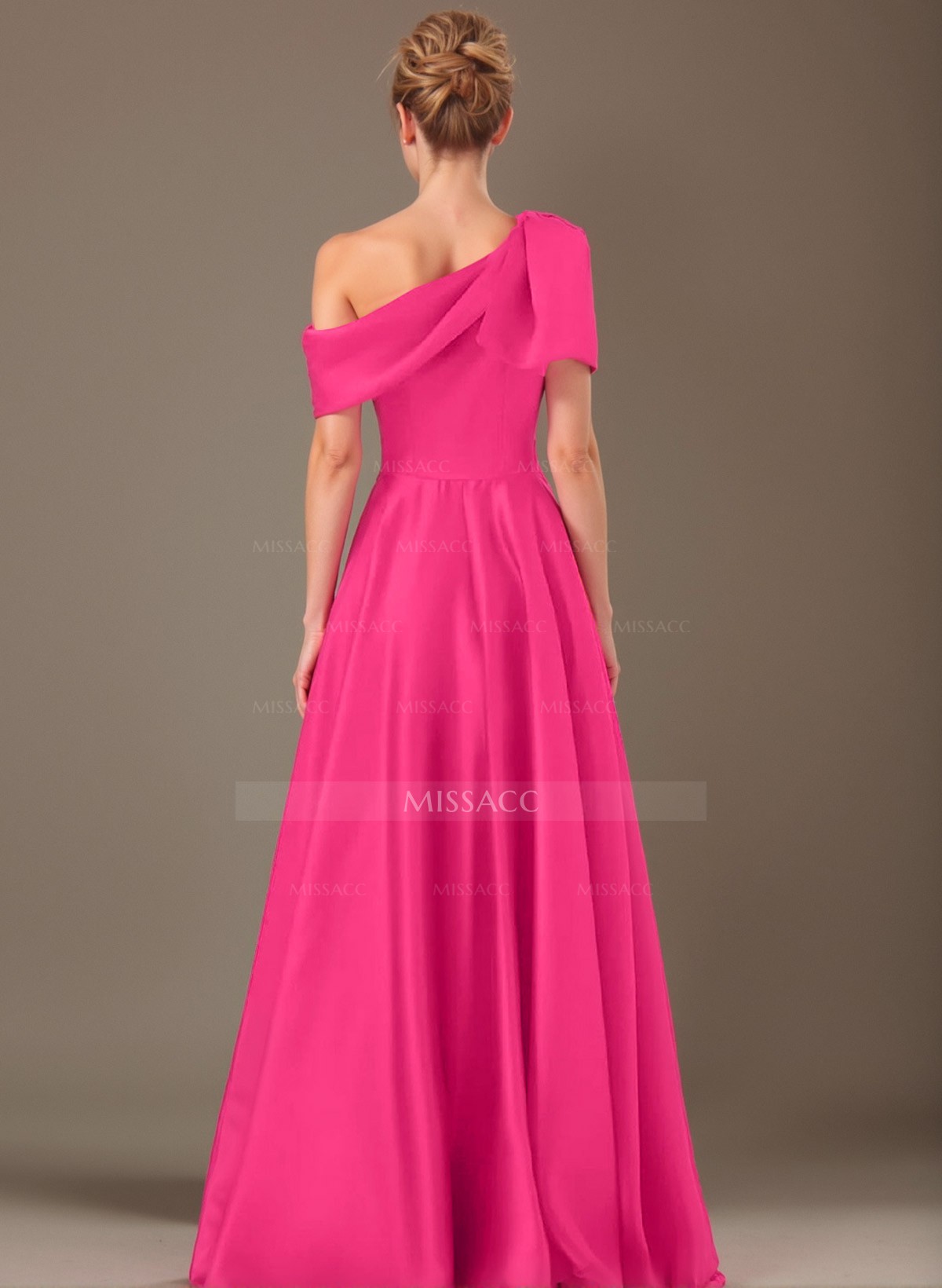 A-Line One-Shoulder Sleeveless Satin Mother Of The Bride Dresses With Bow(s)