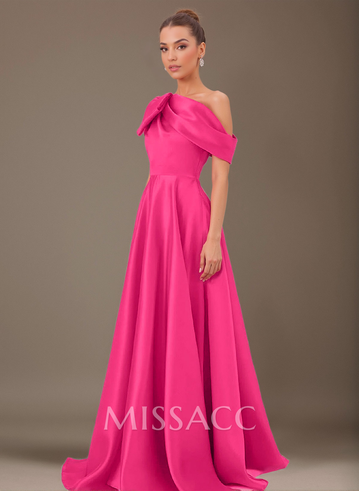 A-Line One-Shoulder Sleeveless Satin Mother Of The Bride Dresses With Bow(s)