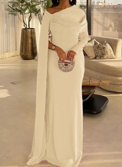 Sheath/Column Long Sleeves Silk Like Satin Mother Of The Bride Dresses