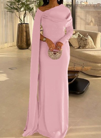 Sheath/Column Long Sleeves Silk Like Satin Mother Of The Bride Dresses
