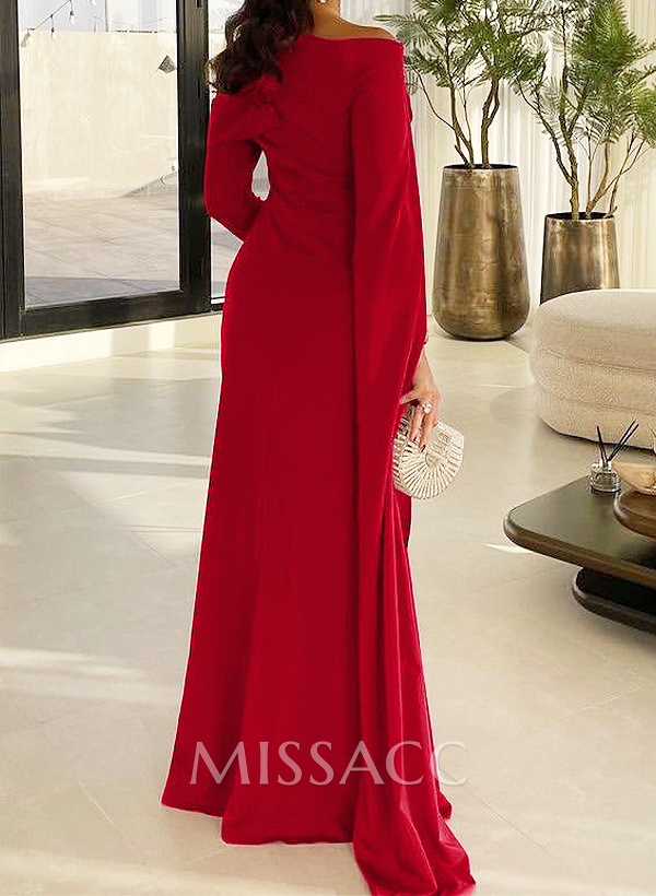 Sheath/Column Long Sleeves Silk Like Satin Mother Of The Bride Dresses