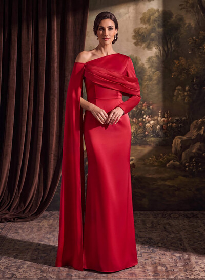 Sheath/Column Long Sleeve Silky Satin Mother Of The Bride Dresses