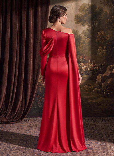 Sheath/Column Long Sleeve Silky Satin Mother Of The Bride Dresses