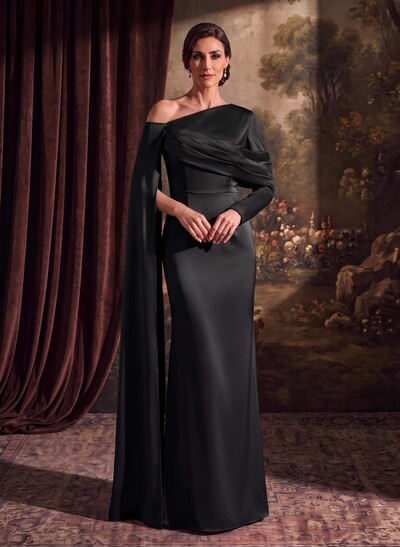 Sheath/Column Long Sleeves Silk Like Satin Mother Of The Bride Dresses