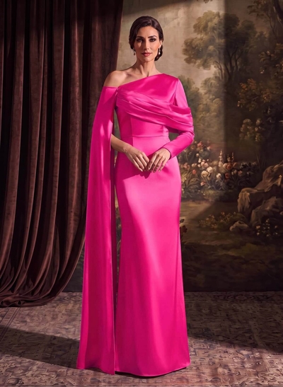 Fitted Column Long Sleeve Silky Satin Mother Of The Bride Dresses