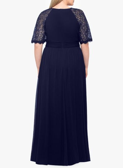 A-Line Scoop Neck Floor-Length Chiffon Mother Of The Bride Dresses With Lace