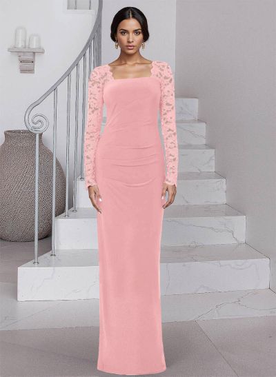 Sheath/Column Elastic Satin(Slight Stretch) Mother Of The Bride Dresses With Lace