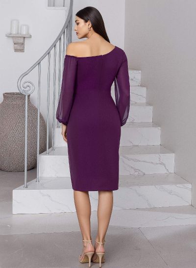 Sheath/Column Asymmetrical Long Sleeves Chiffon Mother Of The Bride Dresses