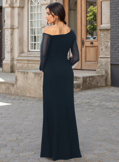 Trumpet/Mermaid Asymmetrical Long Sleeves Chiffon Mother Of The Bride Dresses