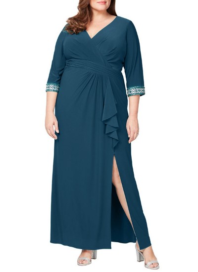 Plus Size Sheath/Column Chiffon Mother Of The Bride Dresses With Ruffle/High Split