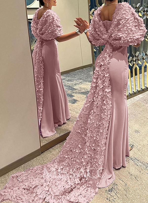 Trumpet/Mermaid Sweetheart Sweep Train Elastic Satin(Slight Stretch) Prom Dresses Trumpet/Mermaid Sweetheart Sweep Train Elastic Satin(Slight Stretch) Prom Dresses