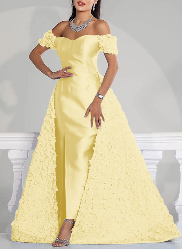 Alta Moda Abiti Da Cerimonia Oro Sheath/Column Off-The-Shoulder