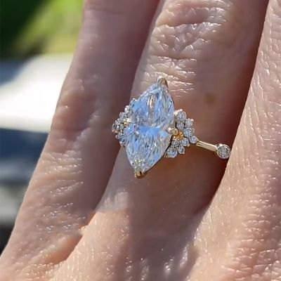 Marquise Cut Engagement Ring In Yellow Gold