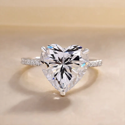 Elegant Heart Cut Engagement Ring For Women In Sterling Silver