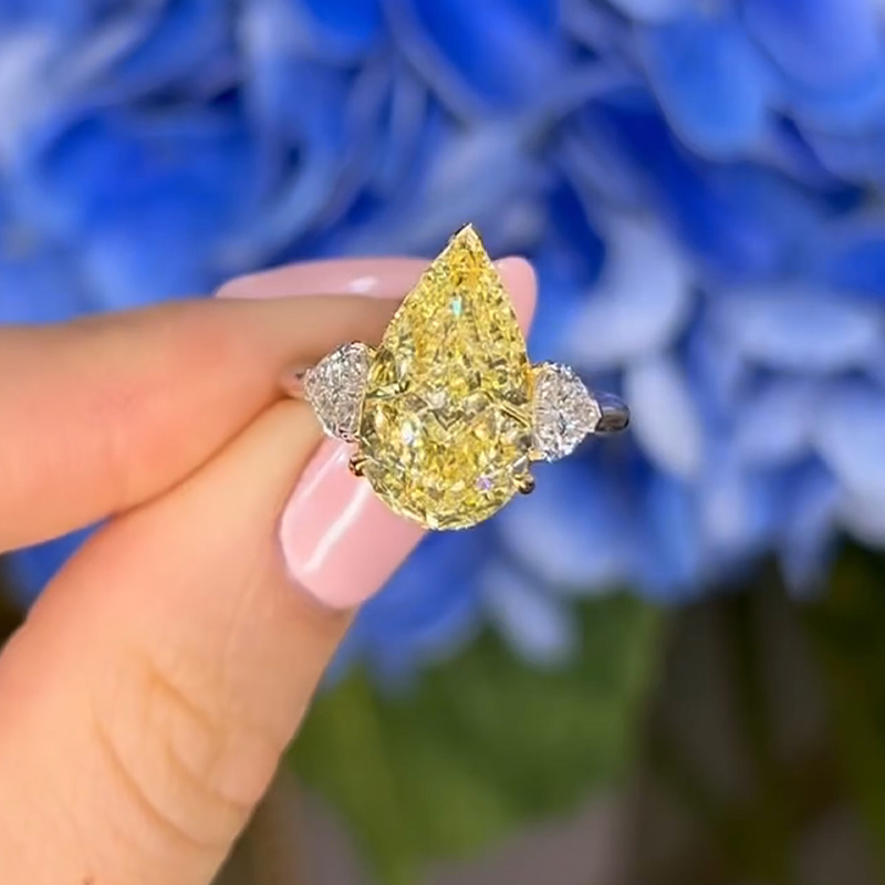 Stunning Pear Shape Yellow Diamond Ring