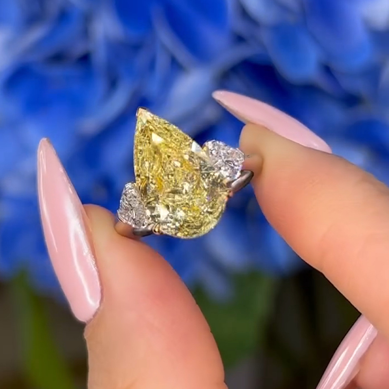 Stunning Pear Shape Yellow Diamond Ring