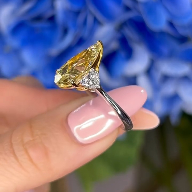 Stunning Pear Shape Yellow Diamond Ring