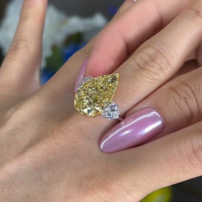 Stunning Pear Shape Yellow Diamond Ring