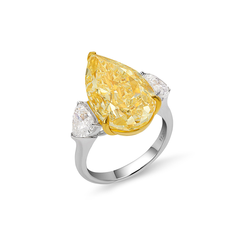 Stunning Pear Shape Yellow Diamond Ring