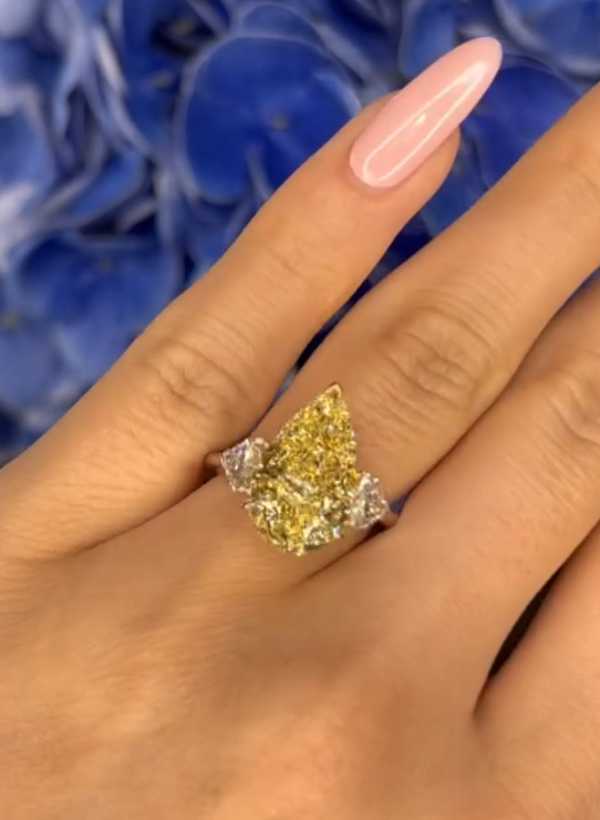 Stunning Pear Shape Yellow Diamond Ring