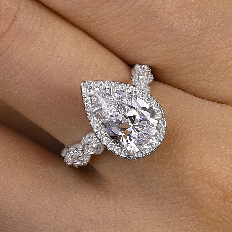 Noble Halo Pear Cut Engagement Ring