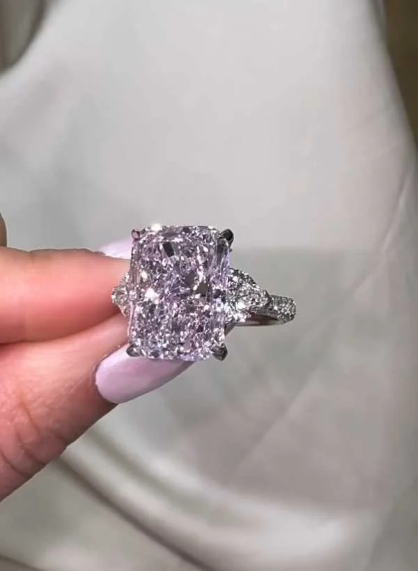 8ct Emerald Cut Engagement Ring In Sterling Silver