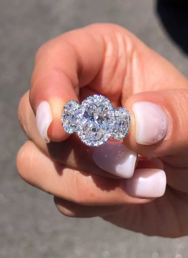 2CT Oval Cut Moissanite Engagement Rings In Sterling Silver