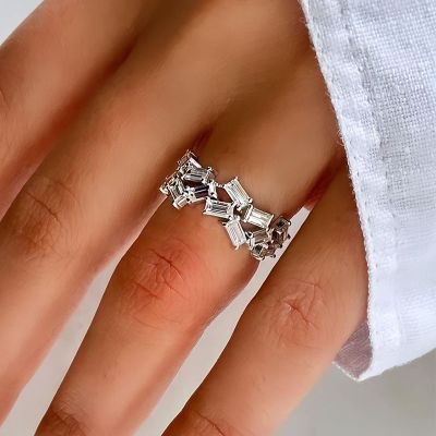 Radiant Cut Engagement Ring White Gold Plated