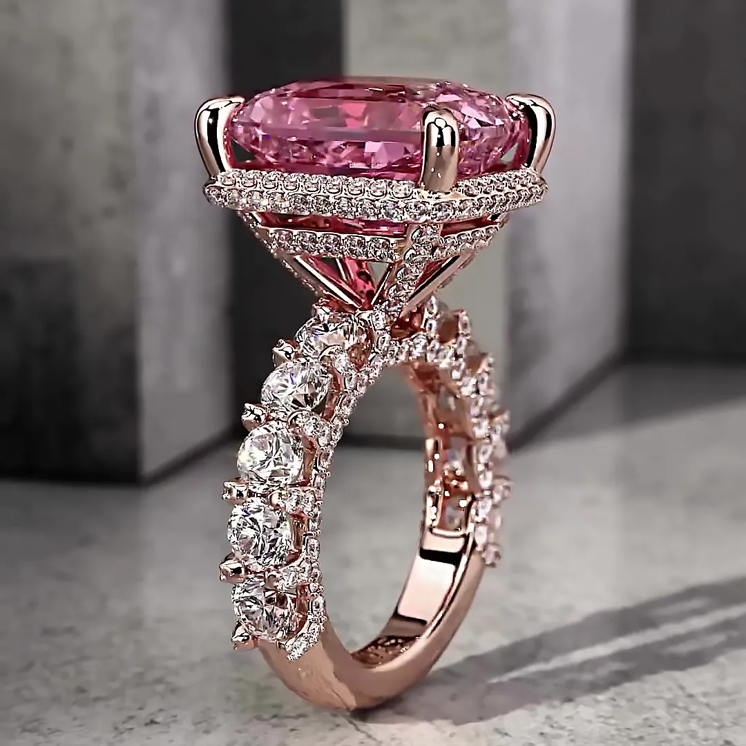 6ct Stunning Emerald Cut Pink Sapphire Ring