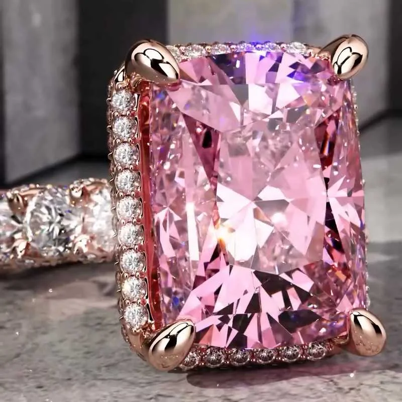 6ct Stunning Emerald Cut Pink Sapphire Ring