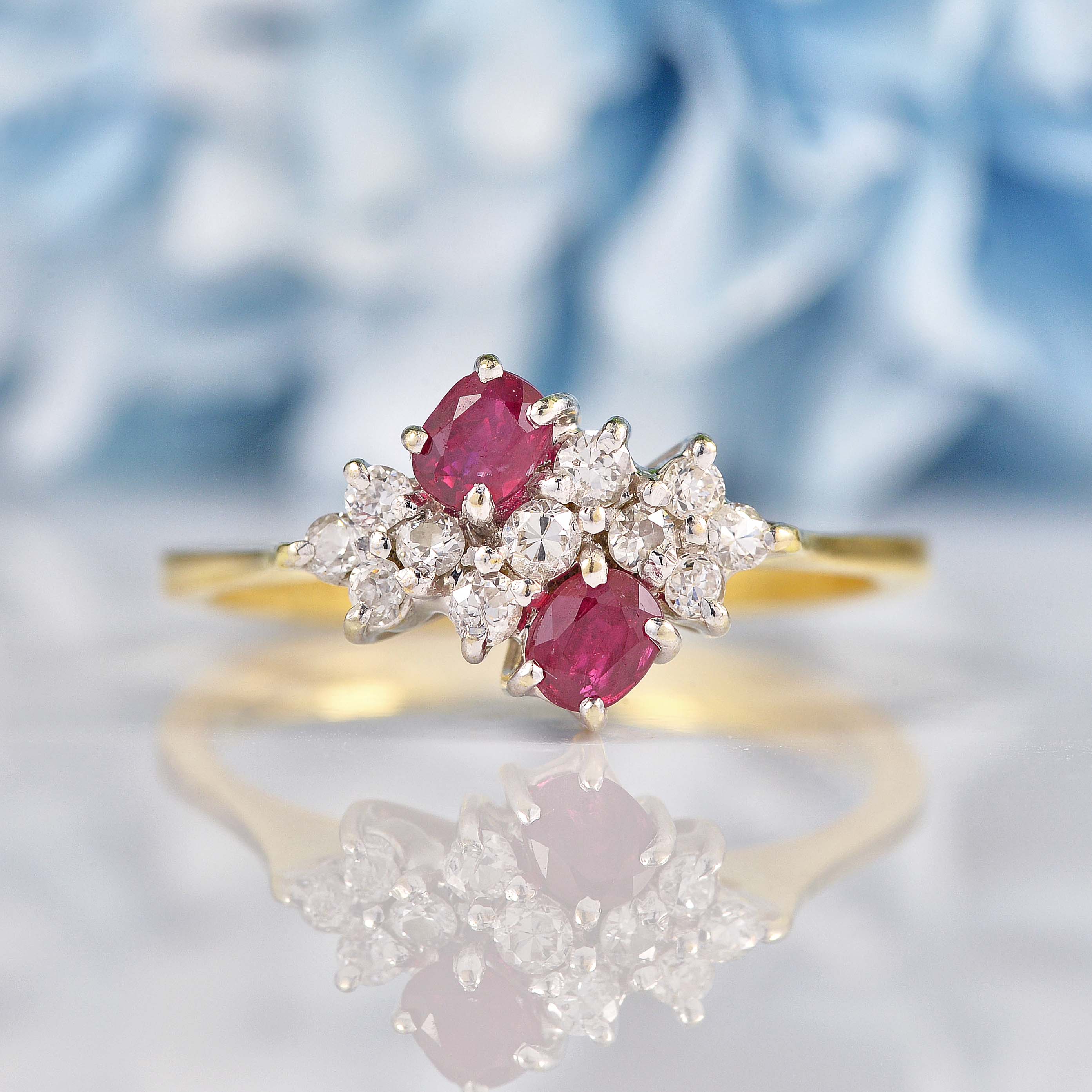 Vintage 1984 Ruby & Diamond 18ct Gold Ring