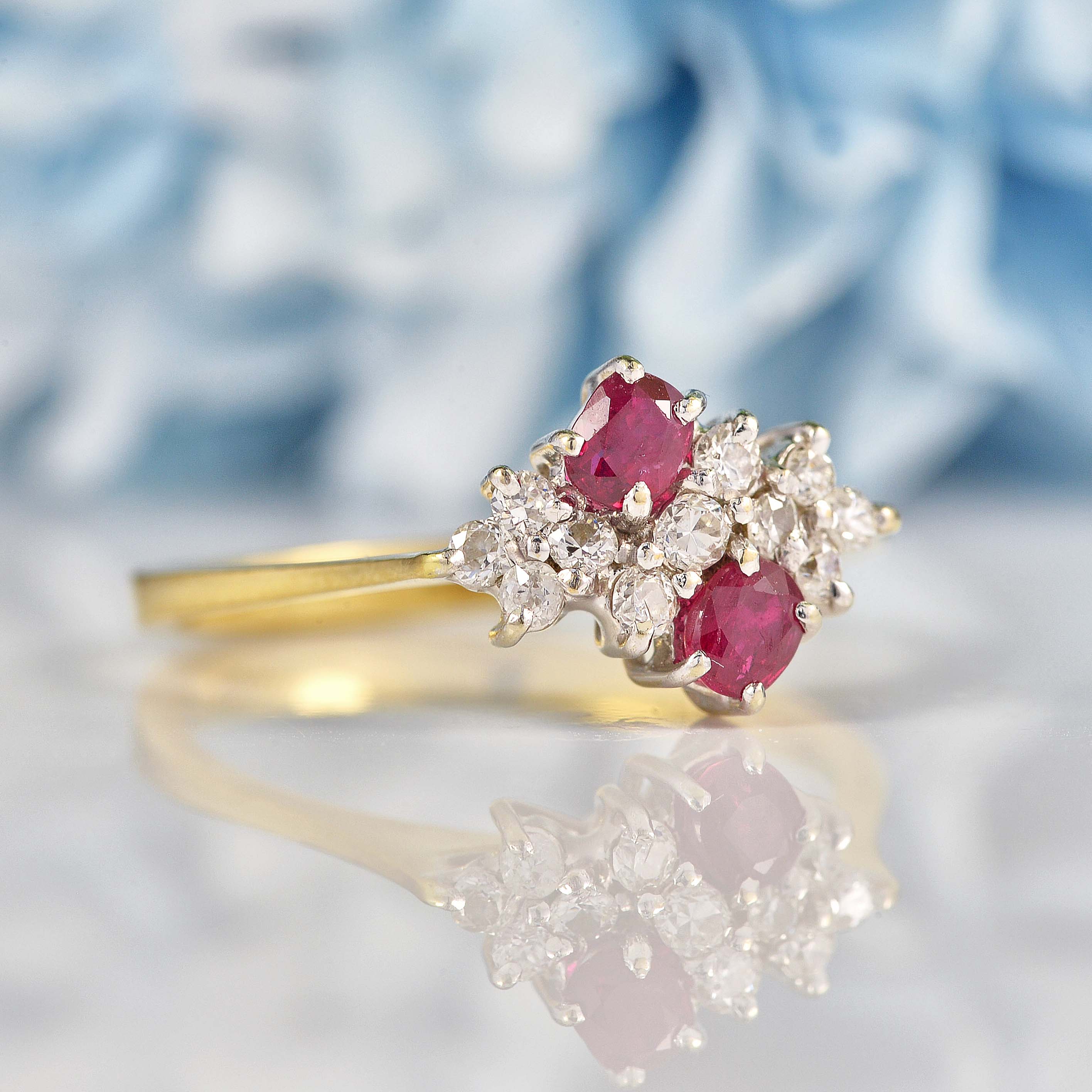 Vintage 1984 Ruby & Diamond 18ct Gold Ring