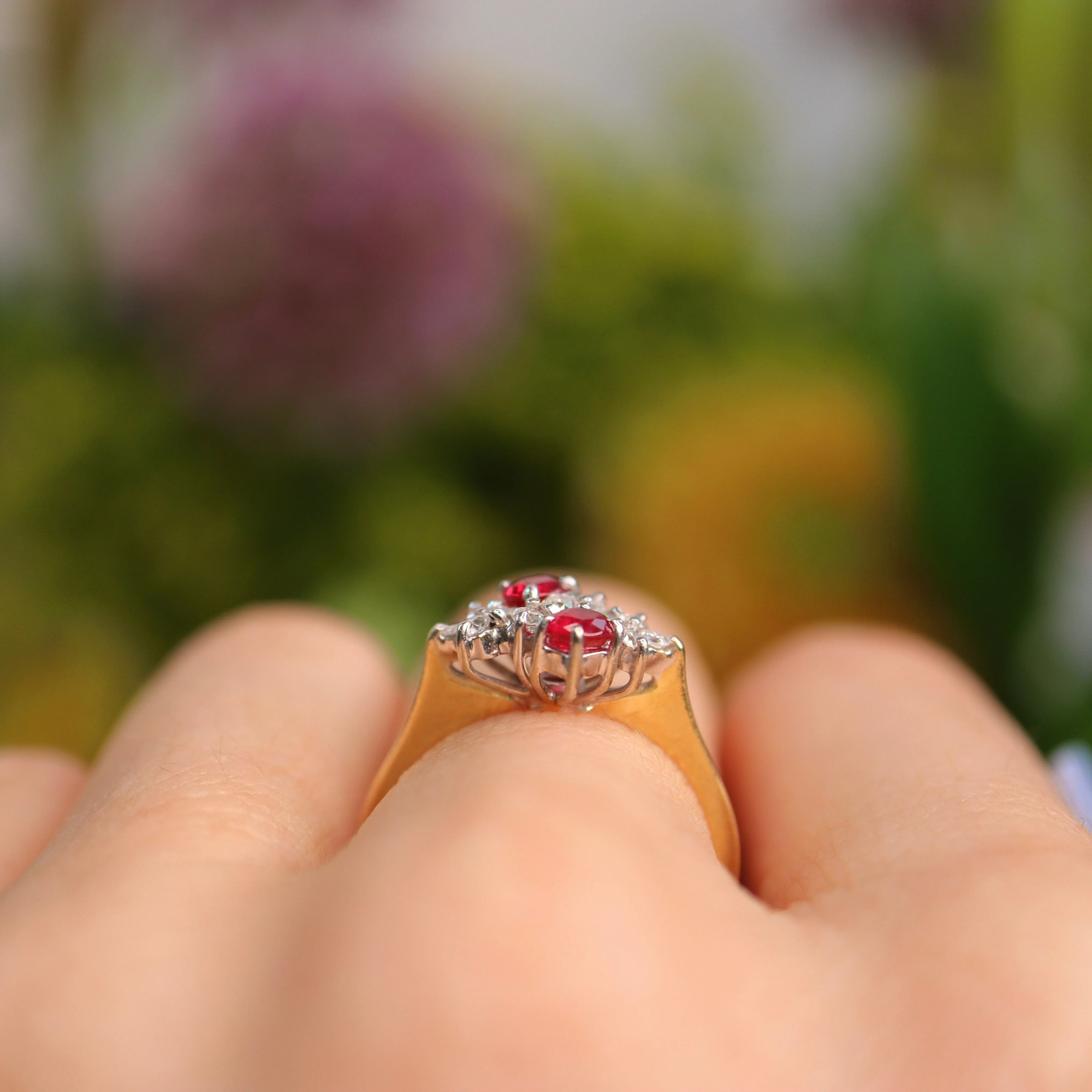 Vintage 1984 Ruby & Diamond 18ct Gold Ring