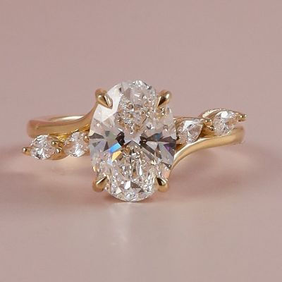 Oval Cut Sona Simulated Diamond Engagement Ring In Sterling Silver