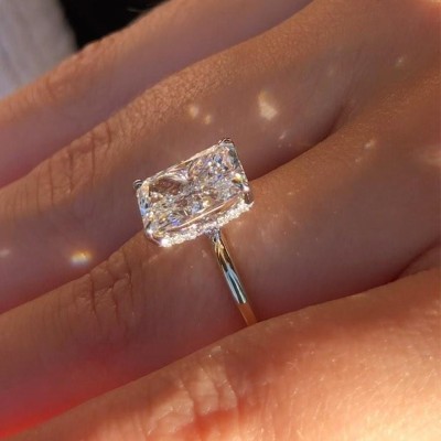 Classic Emerald Cut Sona Simulated Diamond Engagement Ring In Sterling Silver