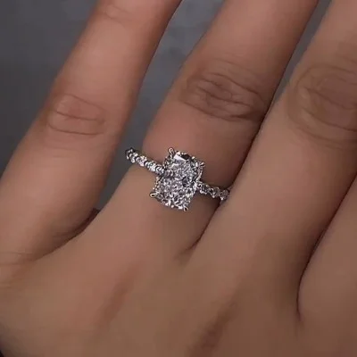 Elegant Emerald Cut Wedding Ring Sets in Sterling Silver